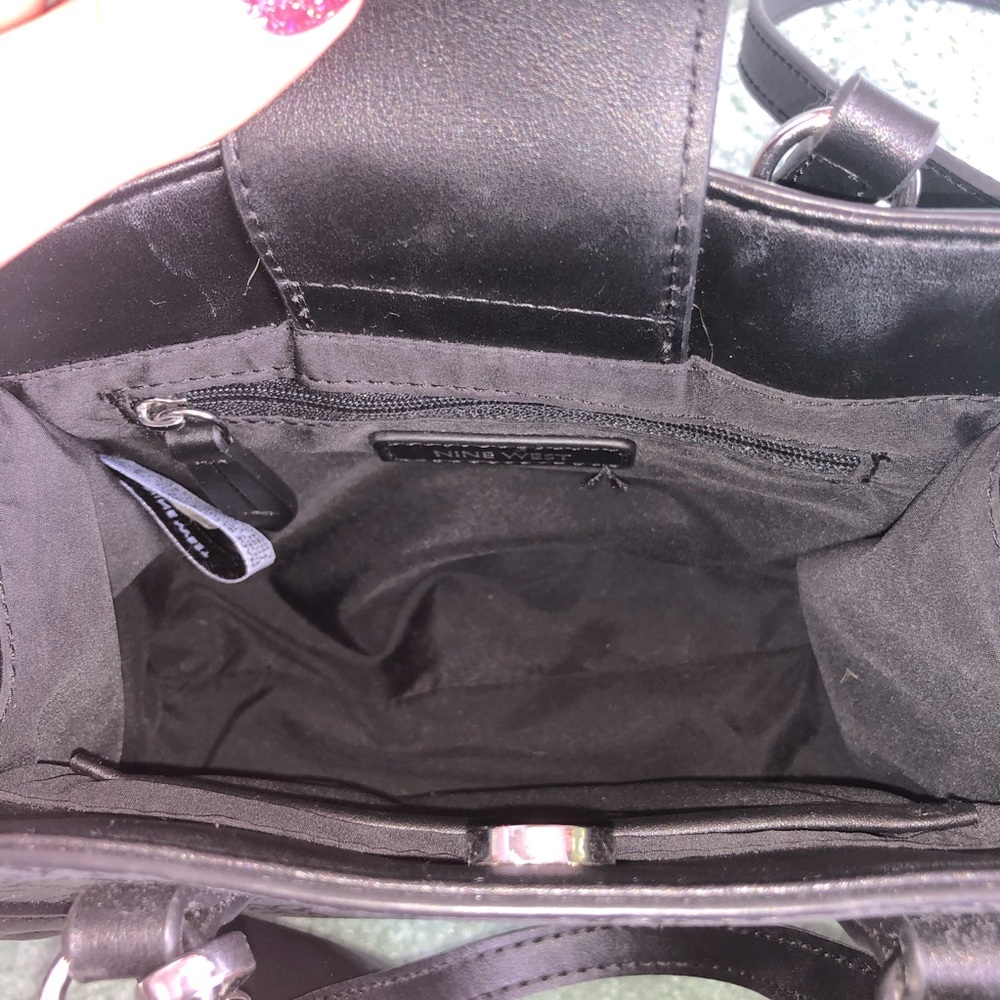 Cute Nine West Black Mini Tote Bag with Charm - Picture 11 of 16